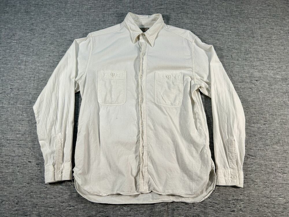 Buzz Rickson Shirt Mens 16-16.5 White Long Sleeve Cotton Japanese Work Heritage